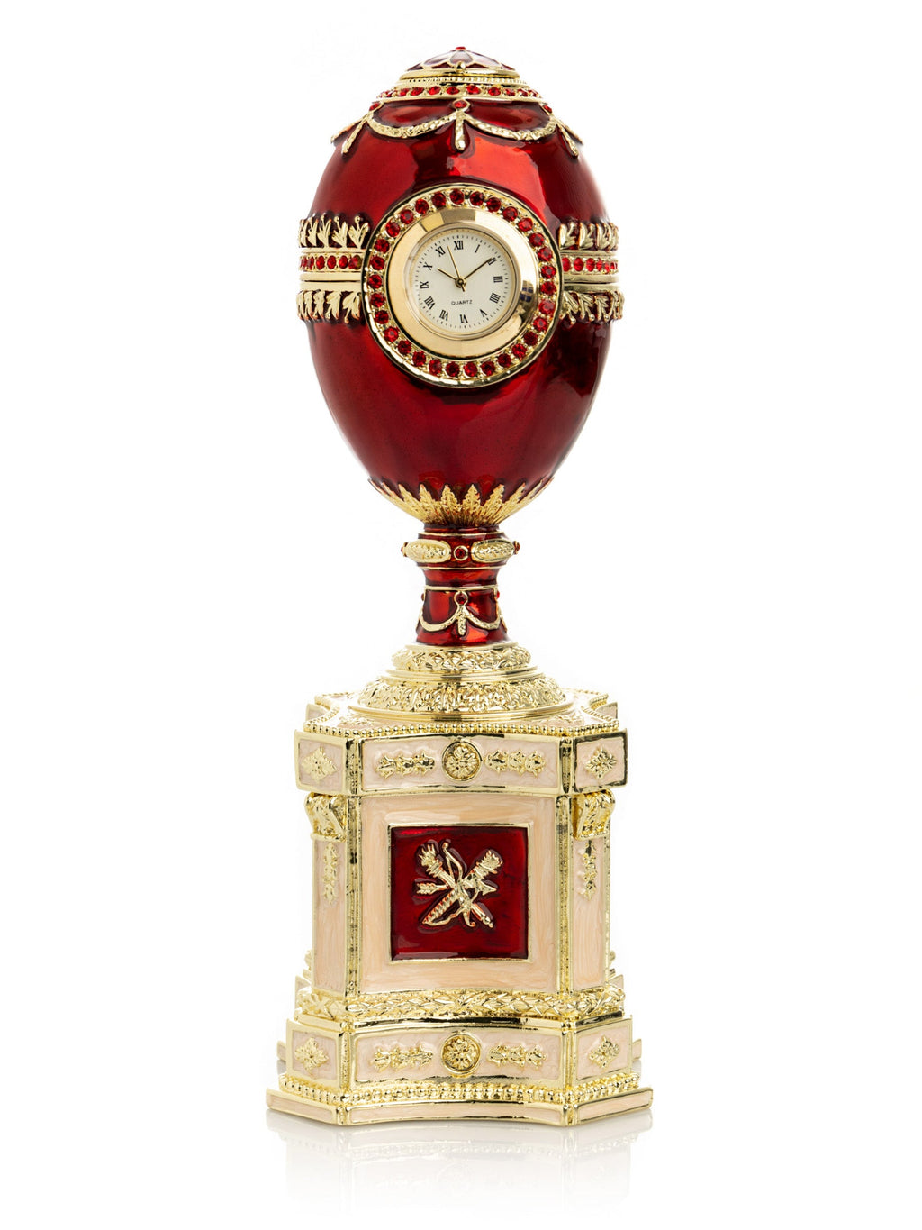 Red Faberge Egg with a Pearl and a Clock-2