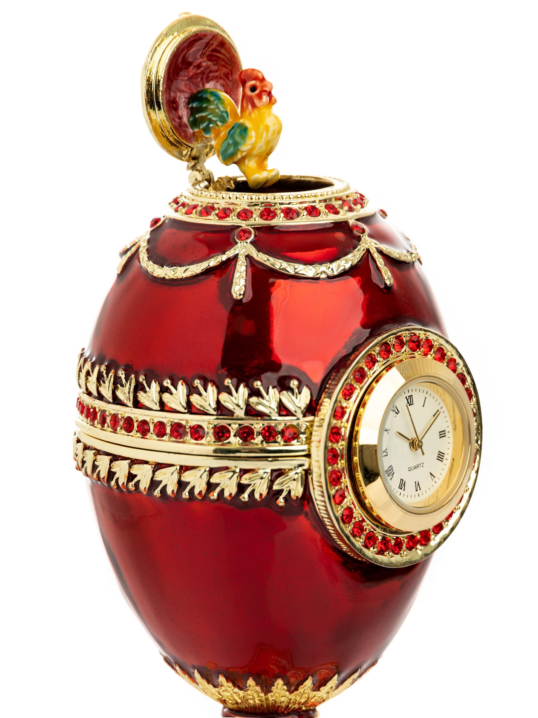 Red Faberge Egg with a Pearl and a Clock-3