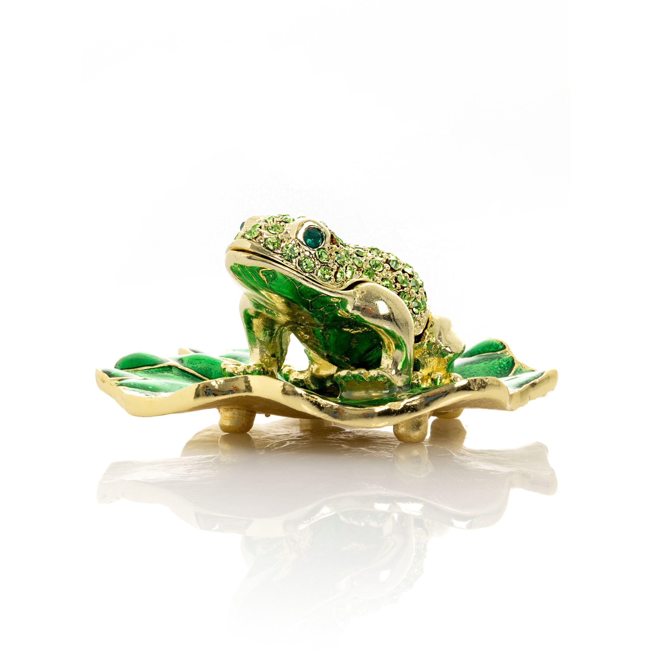 Golden Frog on Green Leaf-0