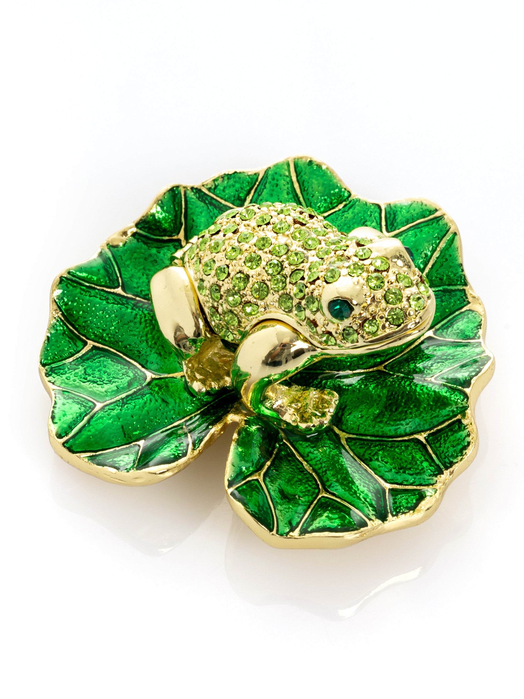 Golden Frog on Green Leaf-3